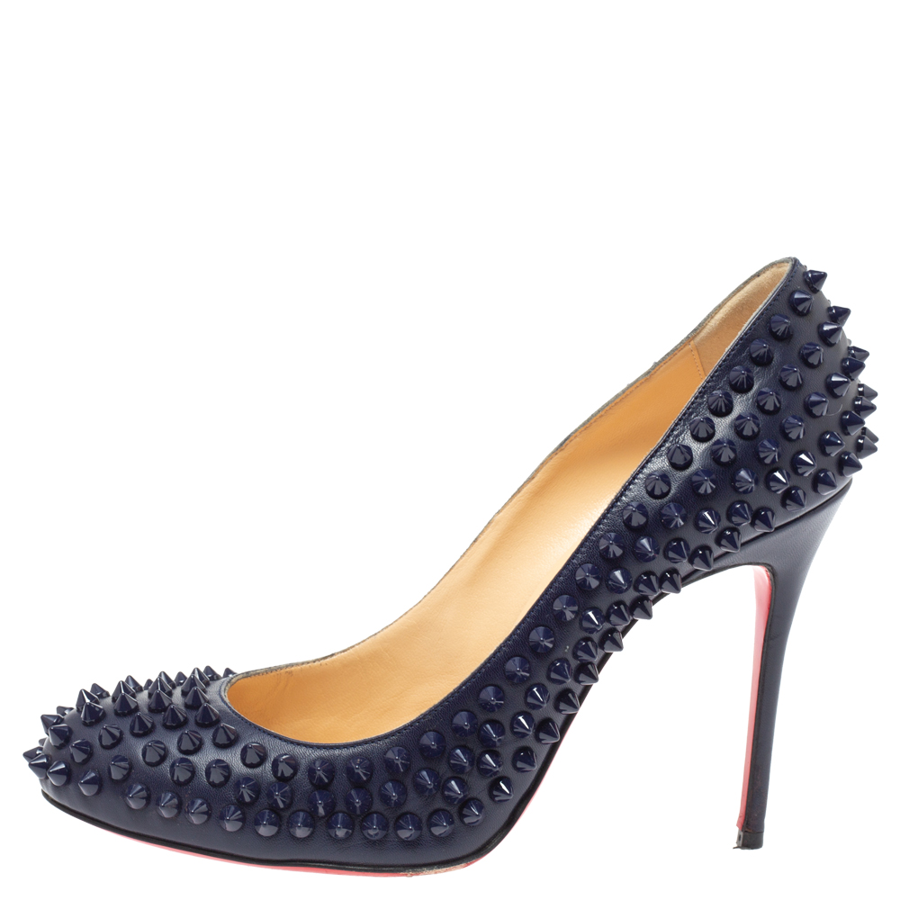 

Christian Louboutin Blue Leather Fifi Spike Pumps Size