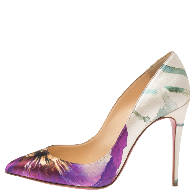 

Christian Louboutin Multicolor Floral Printed Canvas Pointed Toe So Kate Pumps Size