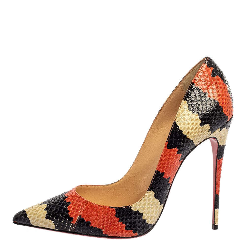 

Christian Louboutin Tri Color Python Leather So Kate Pointed Toe Pumps Size, Multicolor