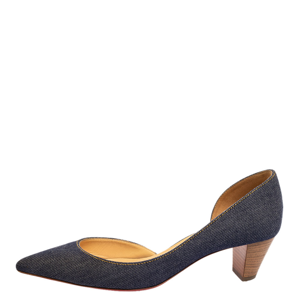 

Christian Louboutin Blue Denim Karera 45 Pumps Size