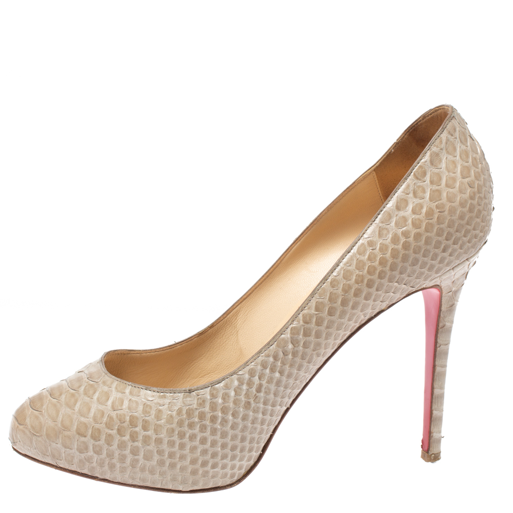 

Christian Louboutin Beige Python Simple Platform Pumps Size