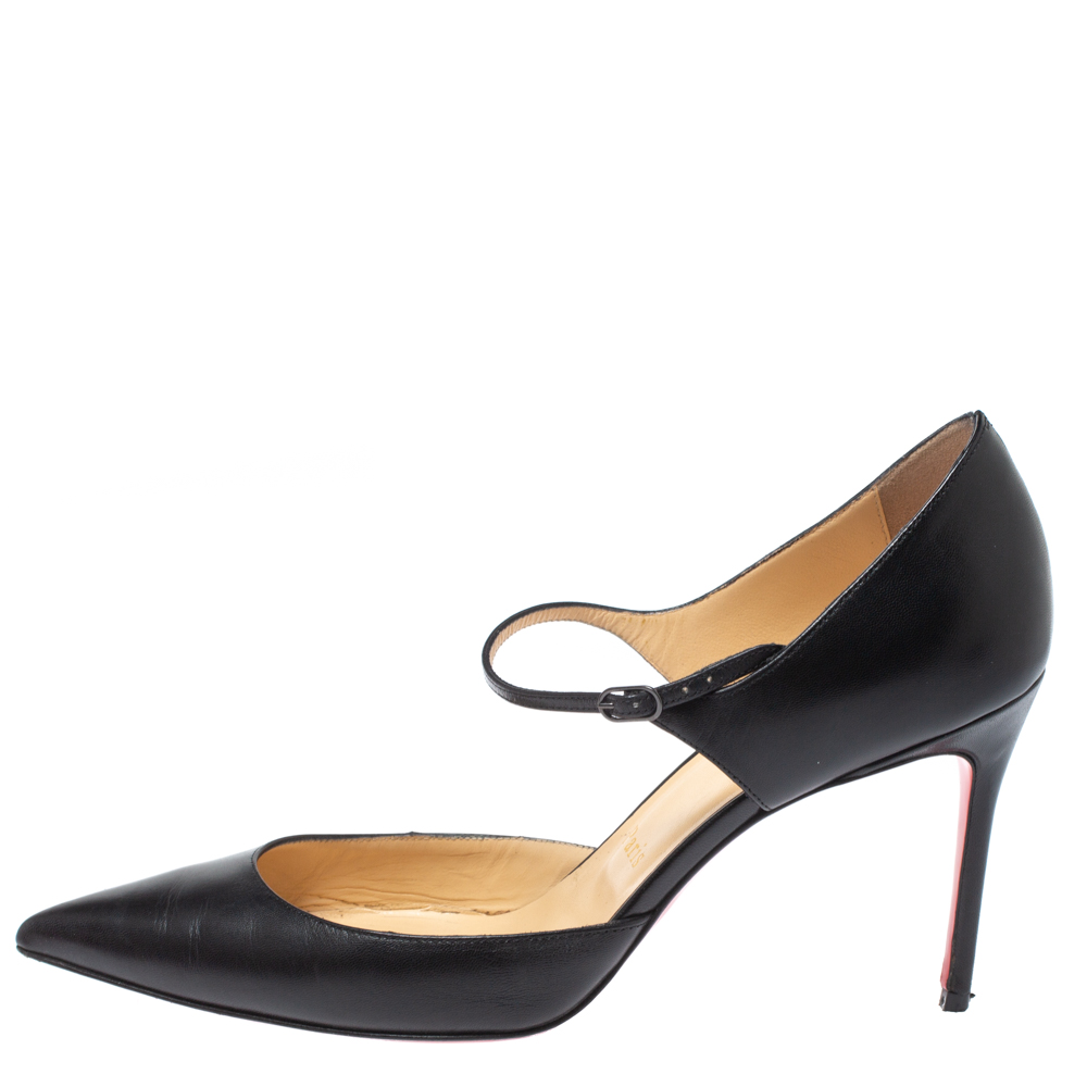 

Christian Louboutin Black Leather Tirana Mary Jane Pointed Toe Pumps Size