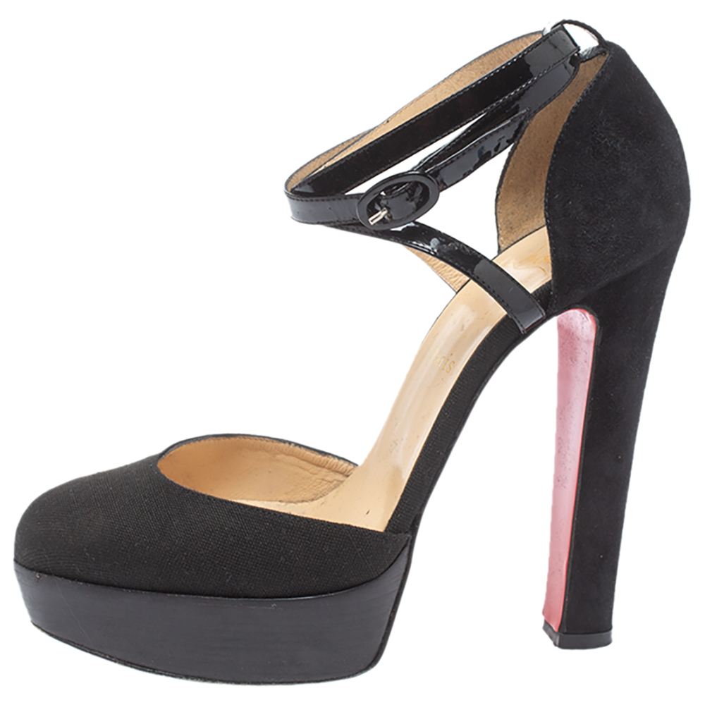 

Christian Louboutin Black Canvas La Favorita Platform Sandals Size