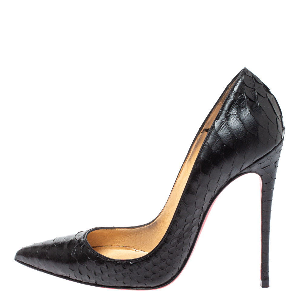 

Christian Louboutin Black Python So Kate Pointed Toe Pumps Size