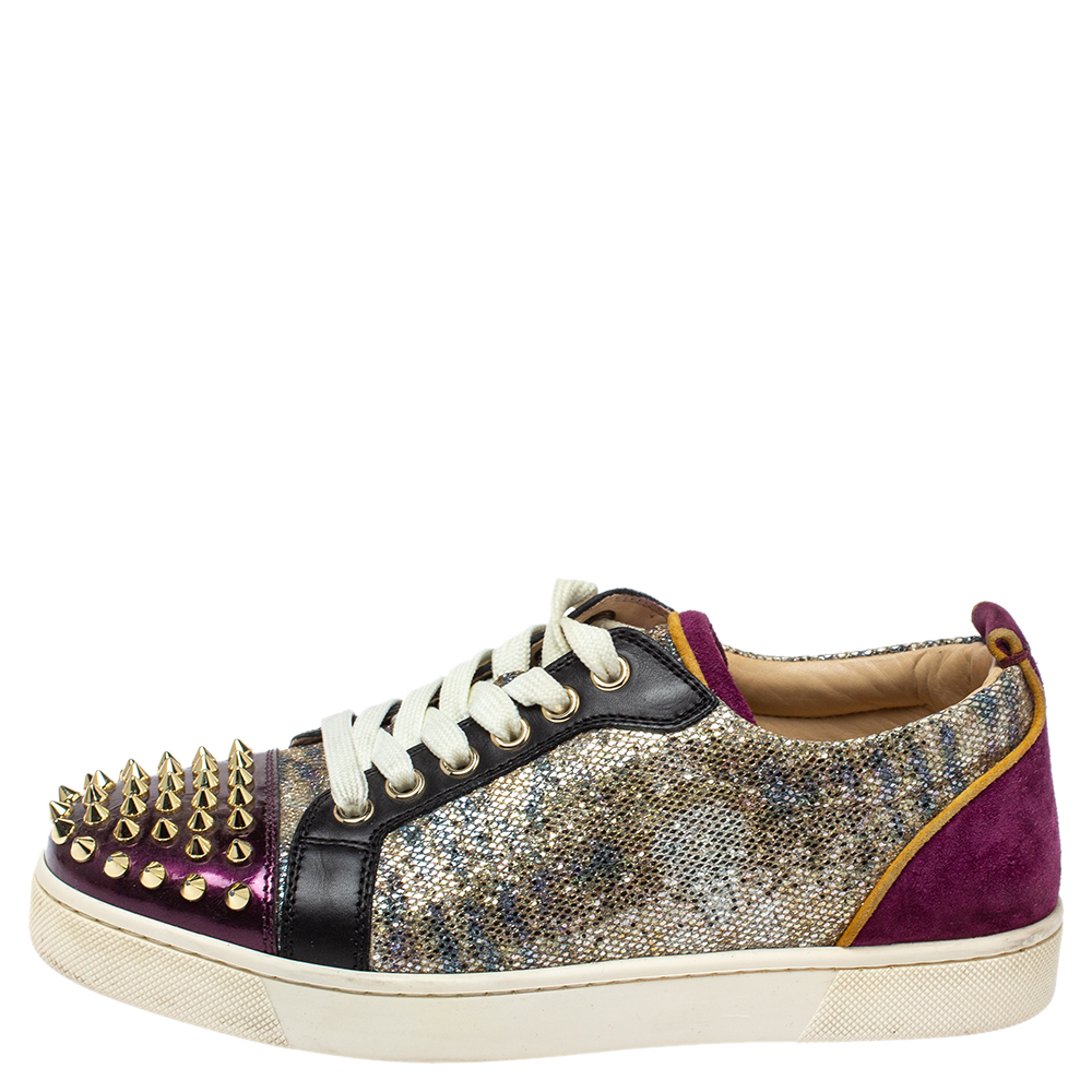 

Christian Louboutin Multicolor Glitter and Leather Louis Junior Spikes Sneakers Size