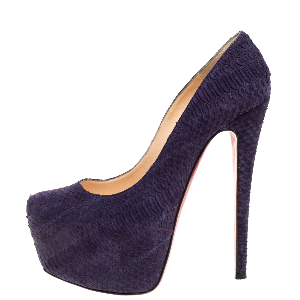 

Christian Louboutin Purple Python Daffodile Platform Pumps Size