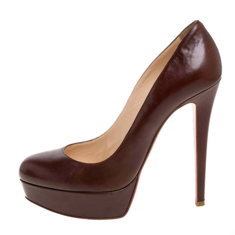 

Christian Louboutin Brown Leather Bianca Platform Pumps Size