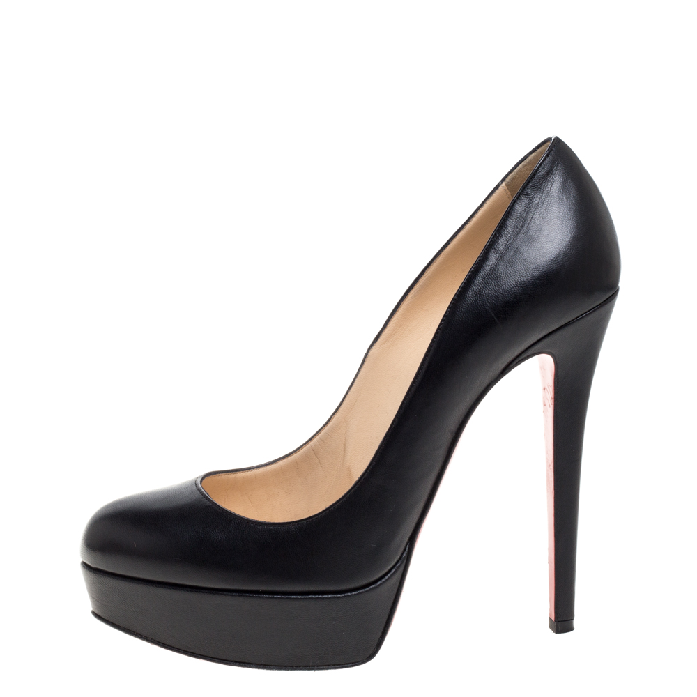 

Christian Louboutin Black Leather Bianca Platform Pumps Size