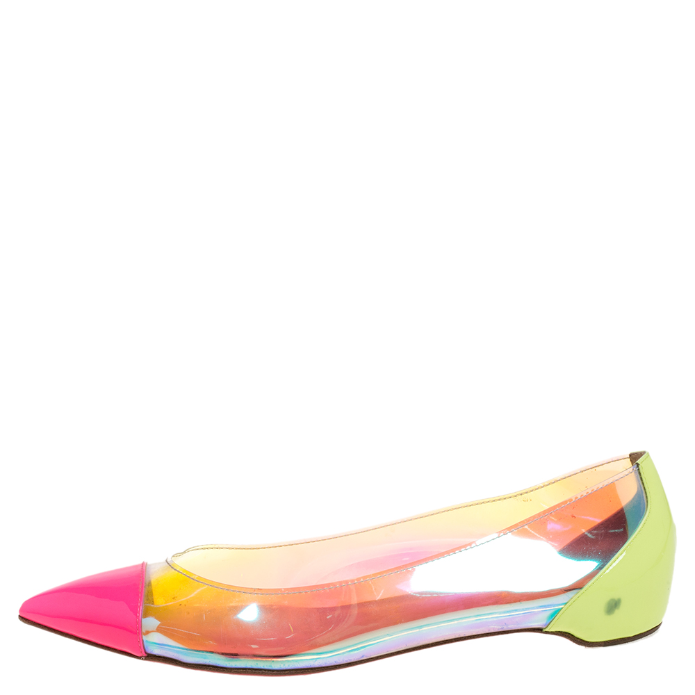 

Christian Louboutin Multicolor PVC and Leather Corbeau Ballet Flats Size