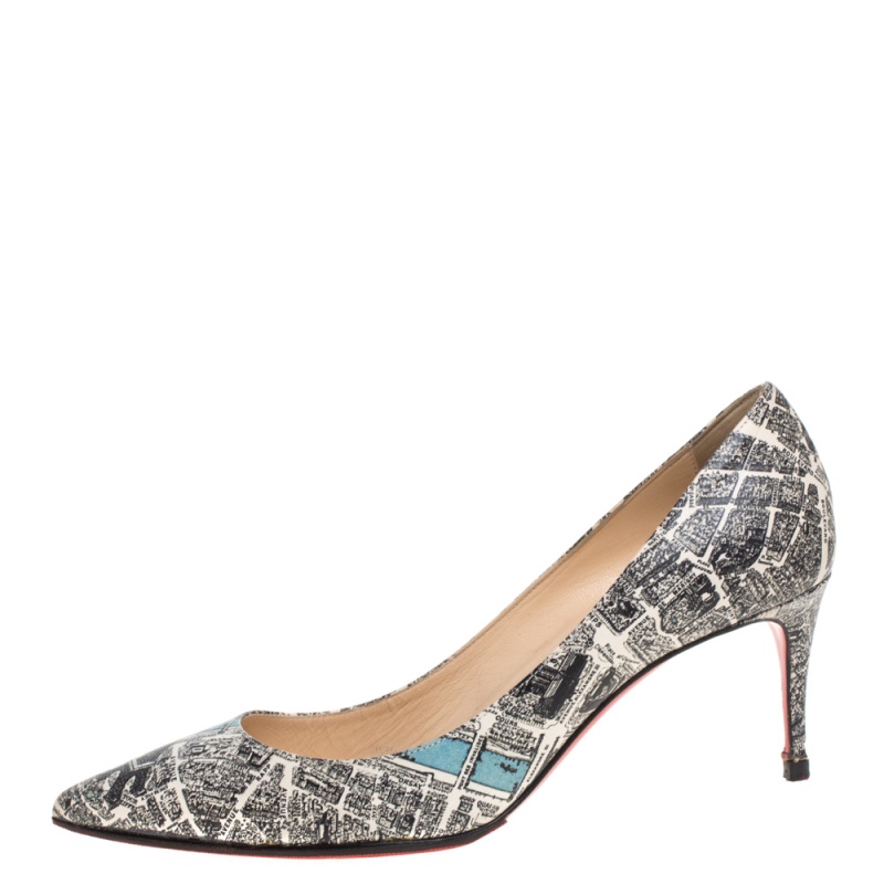 

Christian Louboutin Monochrome Leather Plan De Paris Decollete Pumps Size, Grey