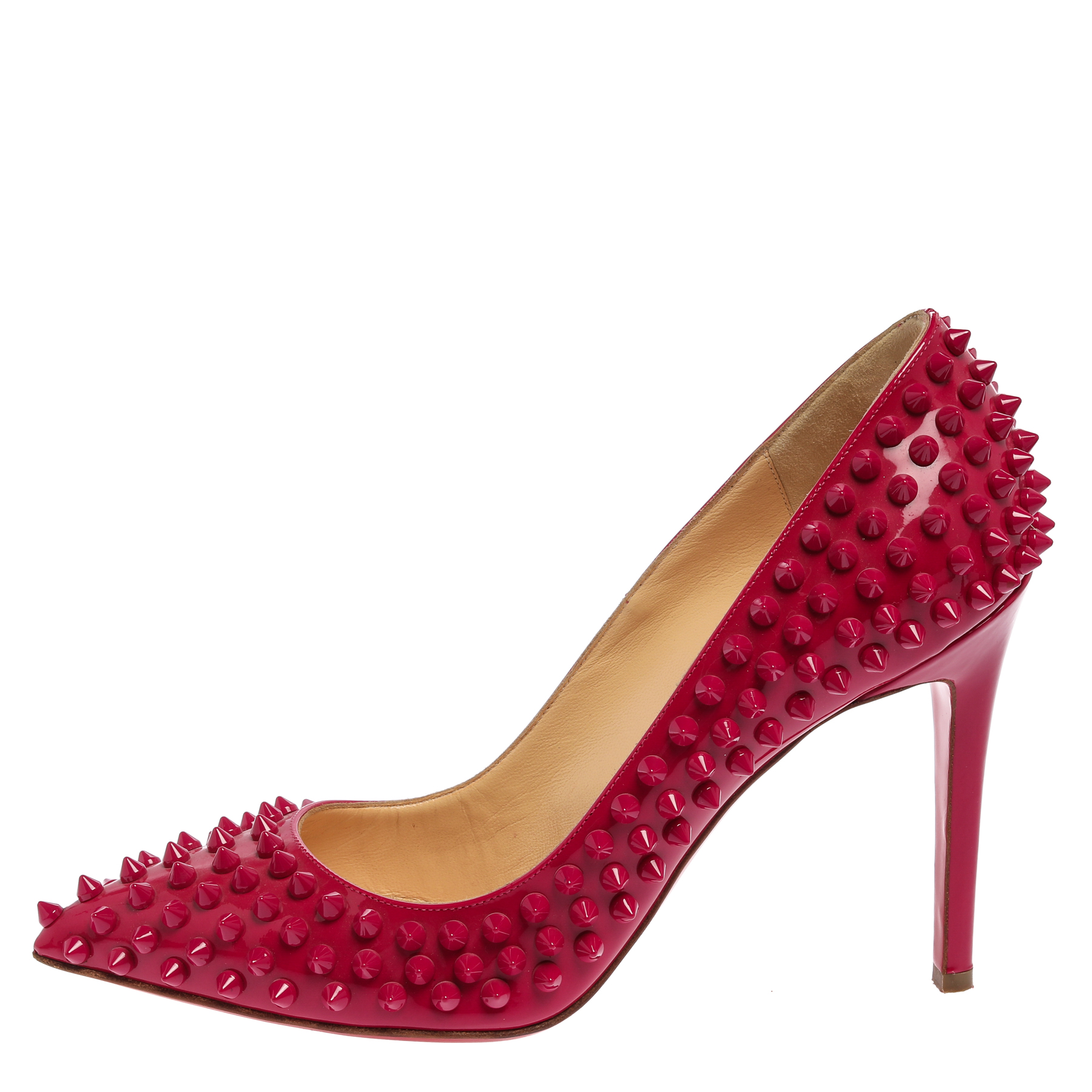 

Christian Louboutin Magenta Patent Leather Pigalle Spikes Pumps Size, Pink