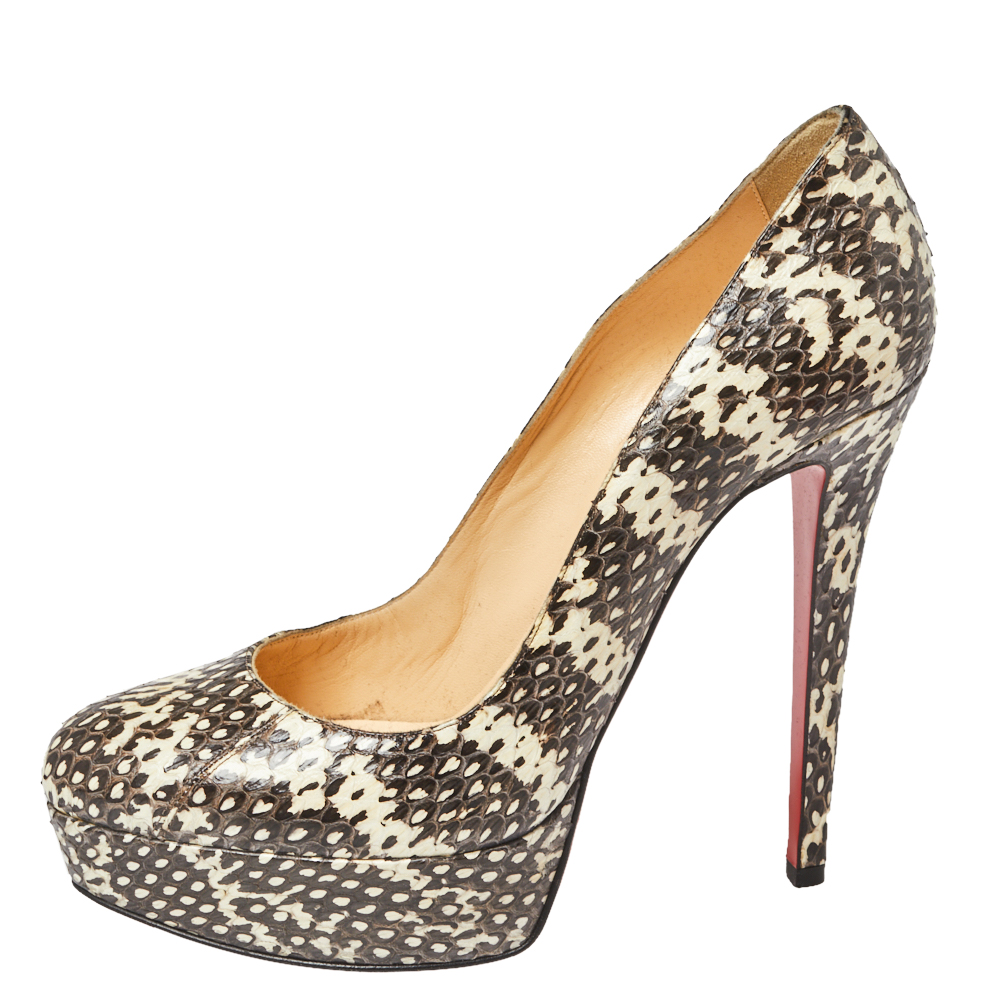 

Christian Louboutin Black/White Python Bianca Platform Pumps Size