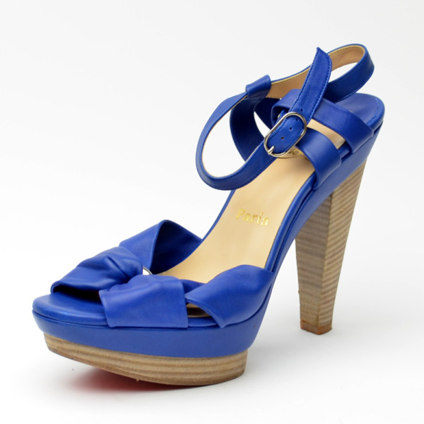Christian Louboutin Blue Leather Talitha 130 Sandals Size 39