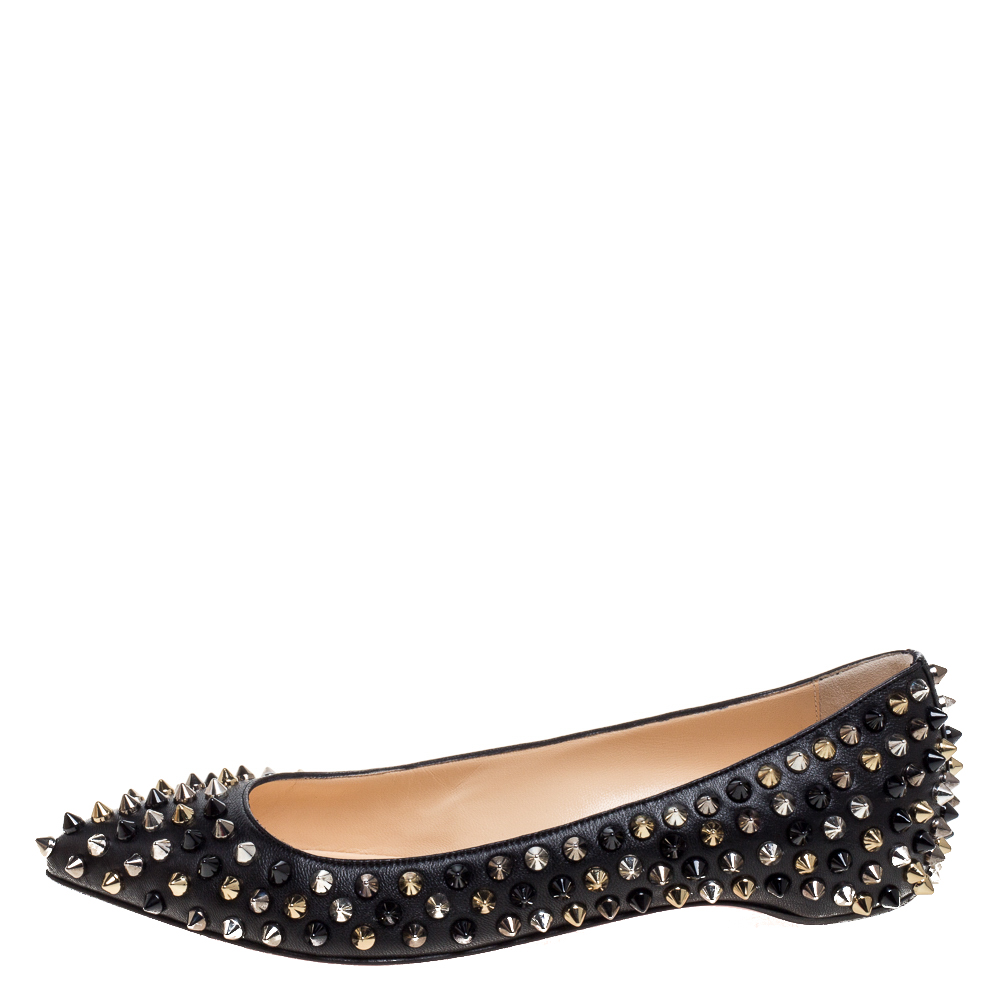 

Christian Louboutin Black Leather Pigalle Spike Ballet Flats Size