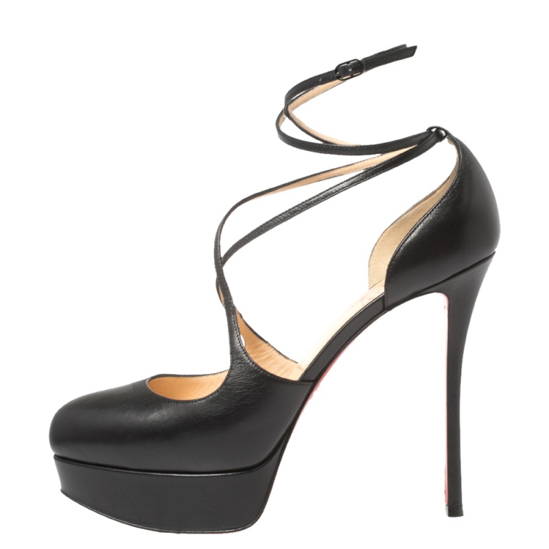 

Christian Louboutin Black Leather Alminalta Platform Pumps Size