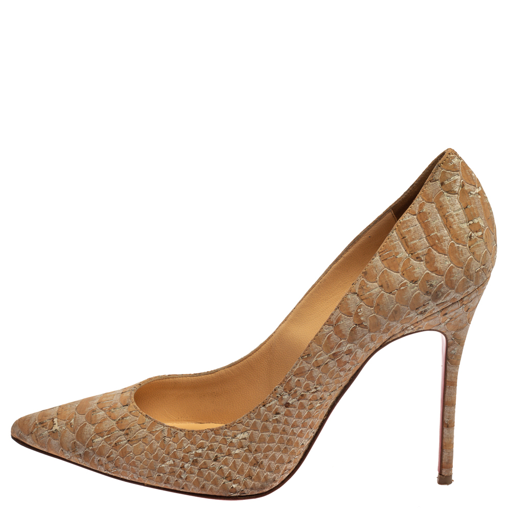 

Christian Louboutin Beige Python Embossed Cork So Kate Pumps Size