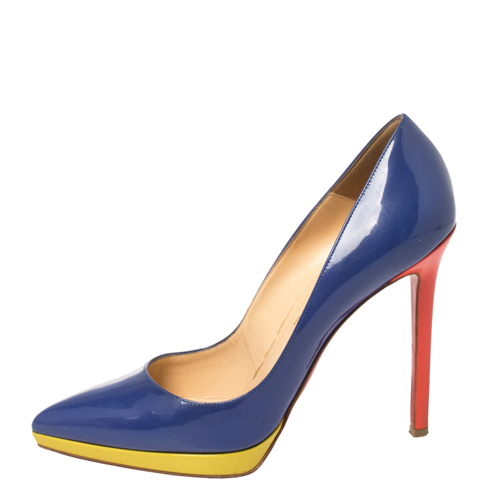 

Christian Louboutin Blue Patent Leather So Kate Pointed Toe Pumps Size