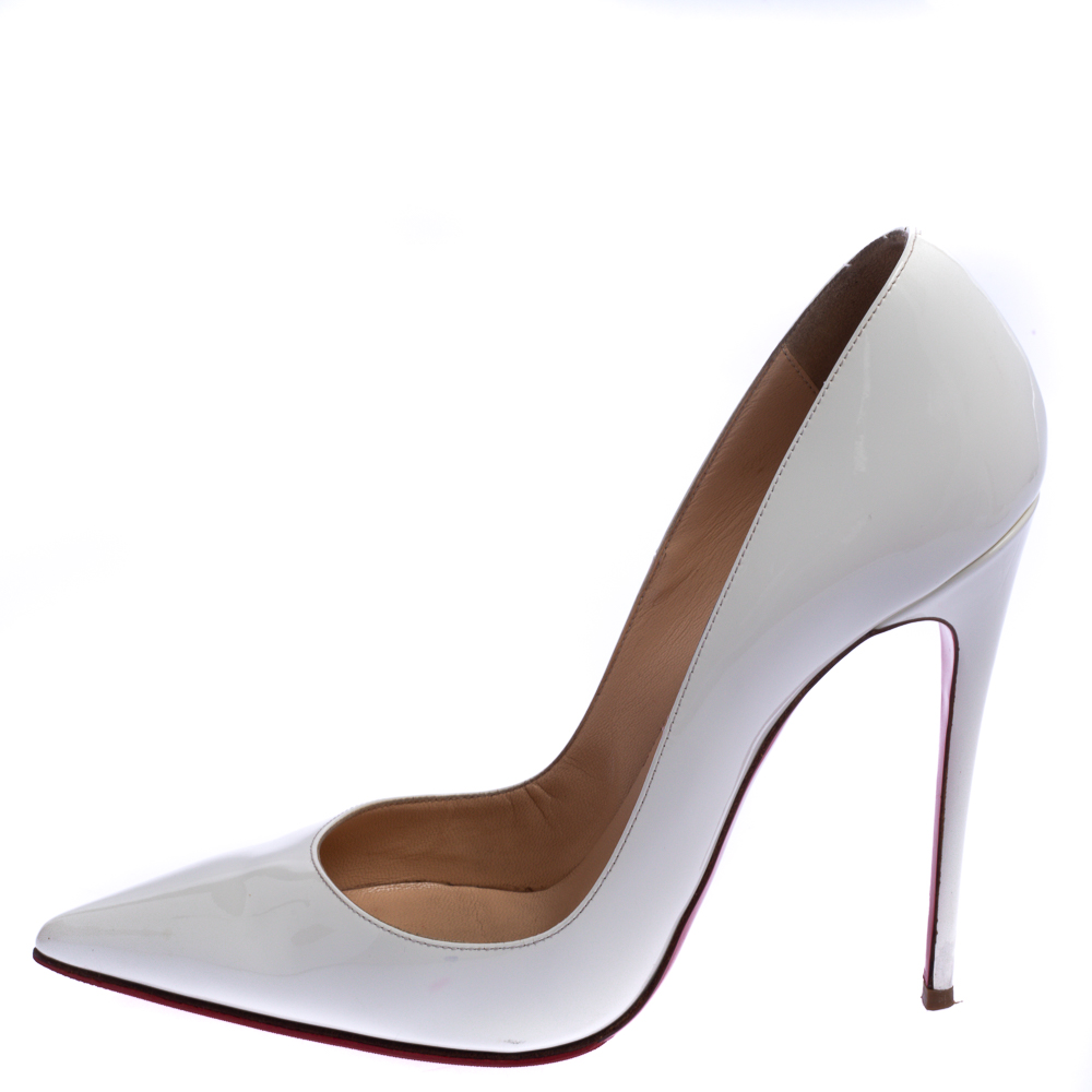 

Christian Louboutin White Patent Leather So Kate Pumps Size
