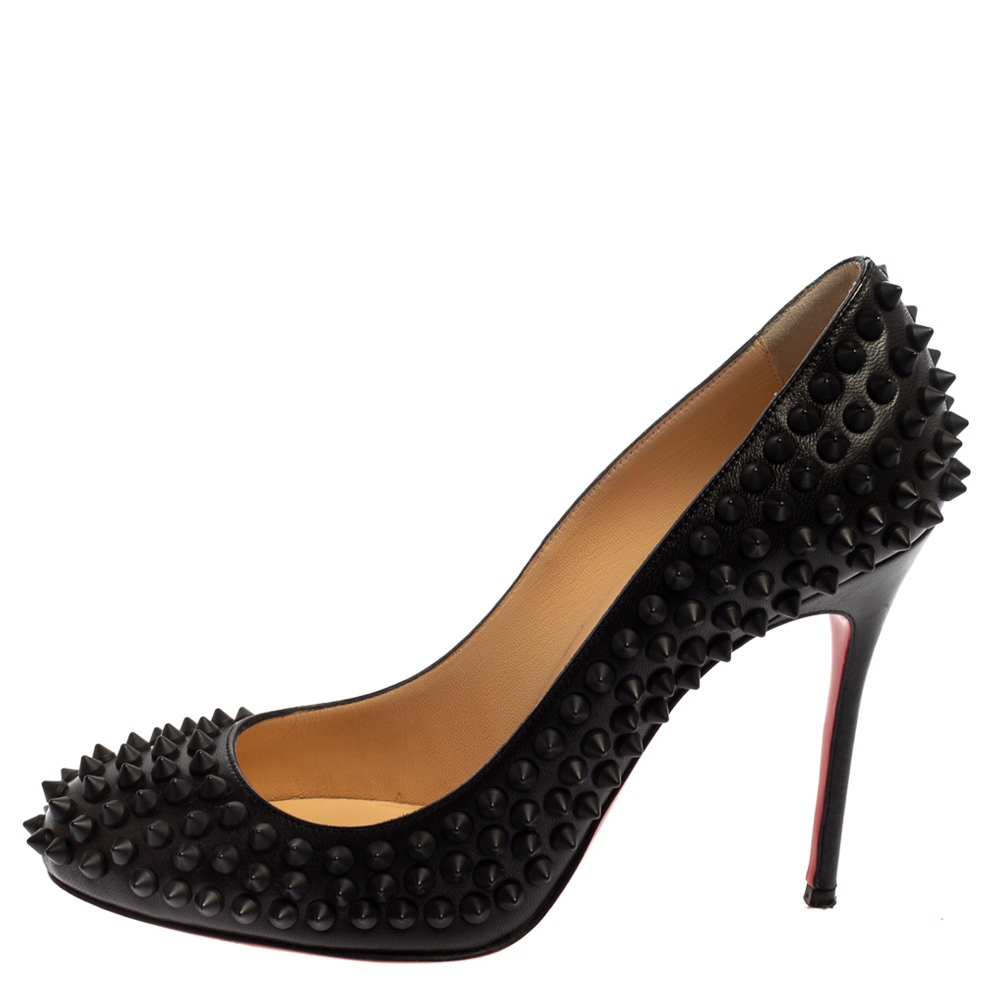 

Christian Louboutin Black Leather Fifi Spikes Pumps Size37.5