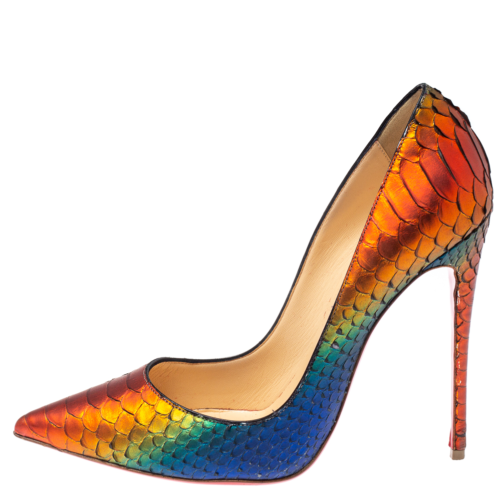 

Christian Louboutin Metallic Multicolor Python Pigalle Pointed Toe Pumps Size