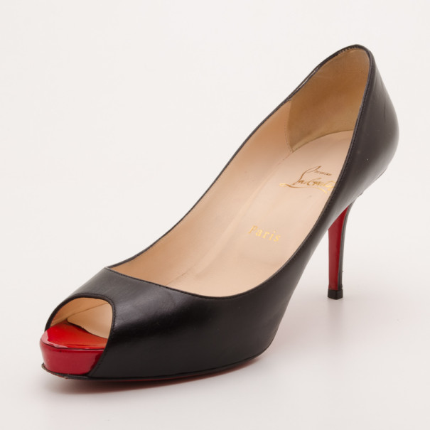 Pre Owned Christian Louboutin Black Leather 'No Matter' Pumps Size 41
