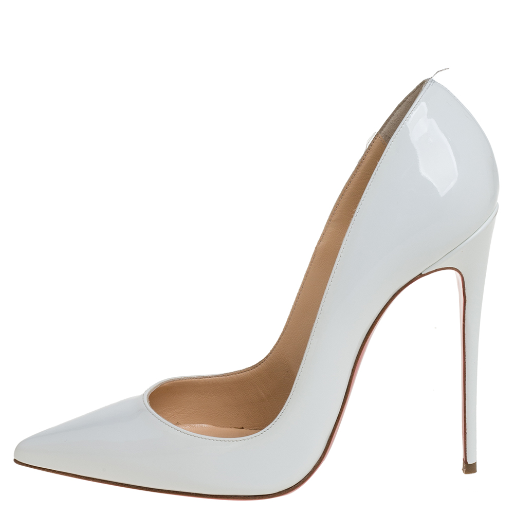 

Christian Louboutin White Patent Leather So Kate Pumps Size