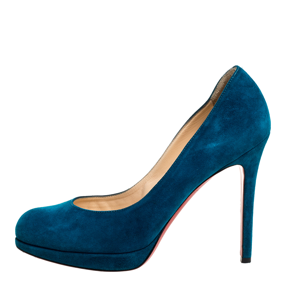 

Christian Louboutin Blue Suede New Simple Platform Pumps Size