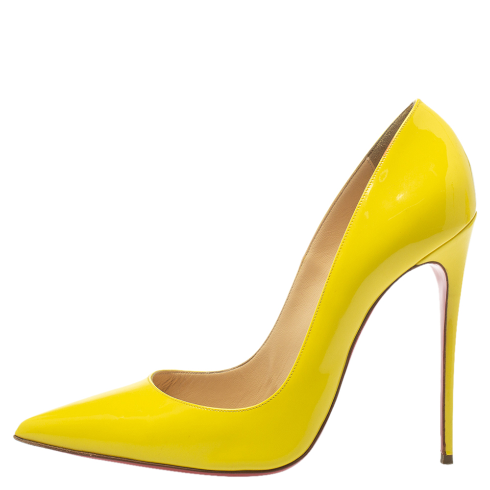

Christian Louboutin Yellow Patent Leather So Kate Pointed Toe Pumps Size