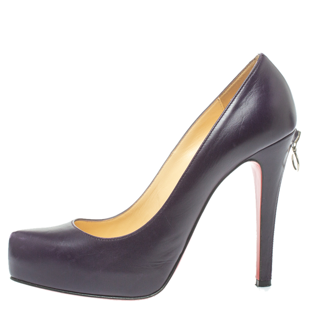 

Christian Louboutin Purple Leather Zipper Detail Rolando Pumps Size