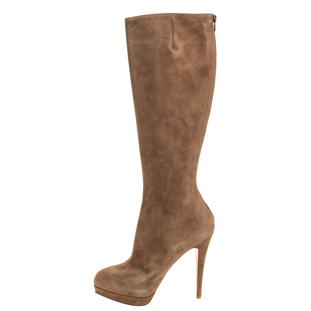 

Christian Louboutin Brown Suede Alti Botte Knee Length Boots Size