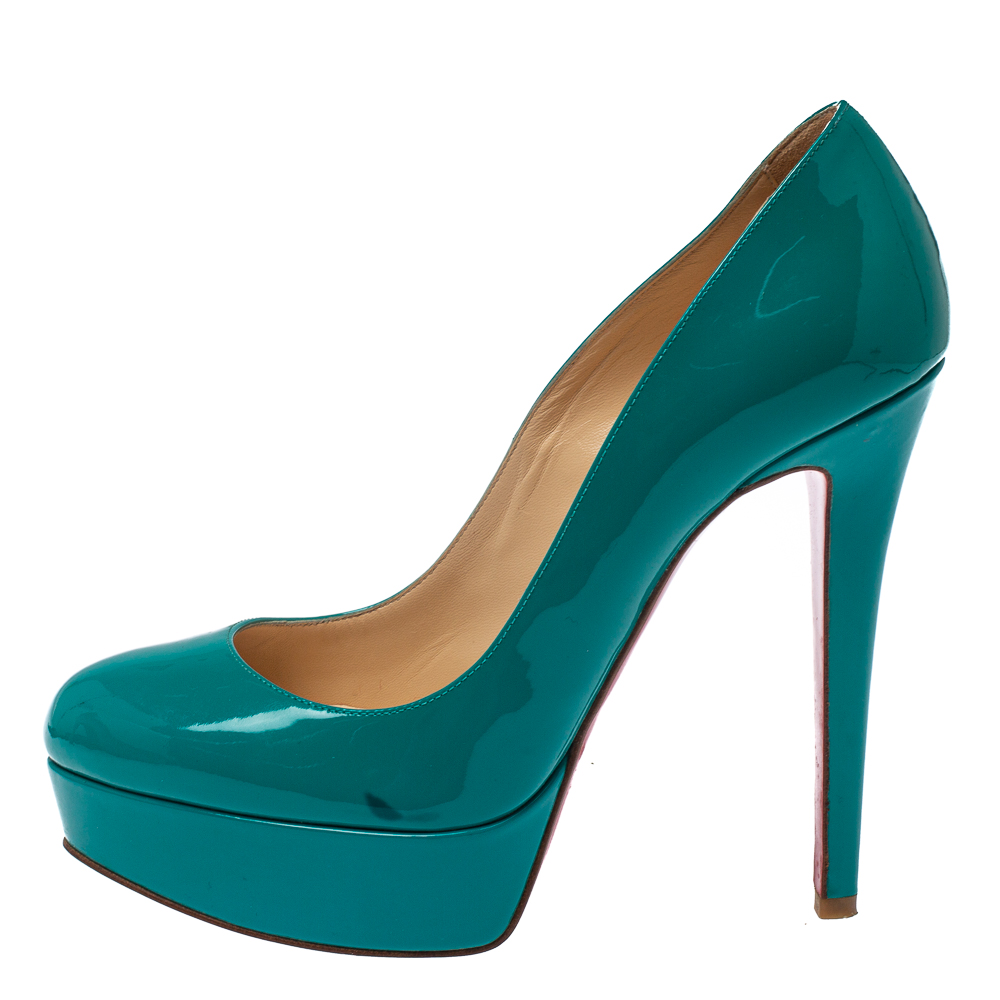 

Christian Louboutin Green Patent Leather Bianca Platform Pumps Size