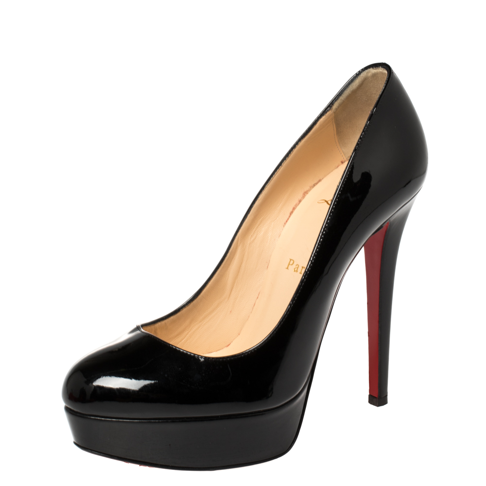 Click to view more detailed imagery on our partner's website Pre-owned Christian Louboutin Black Patent Leather Bianca Platform Pumps Size 37