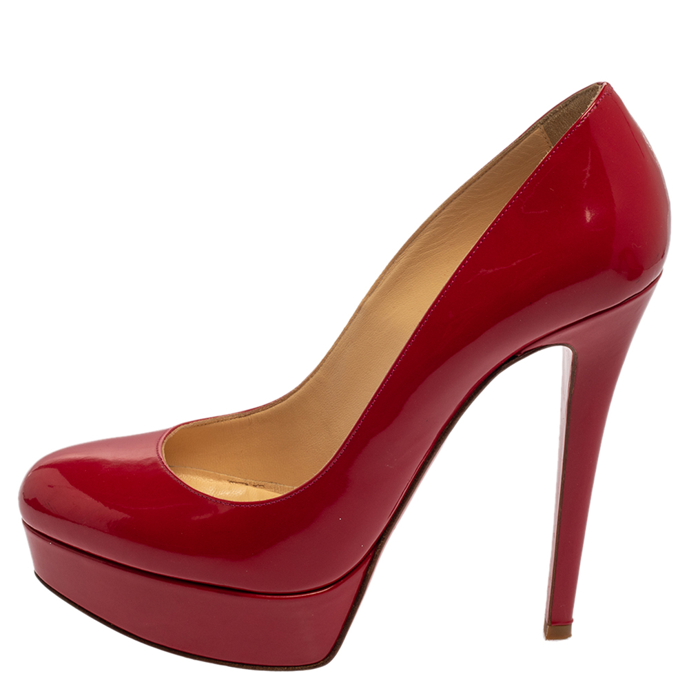 

Christian Louboutin Magenta Patent Leather Bianca Platform Pumps Size, Pink