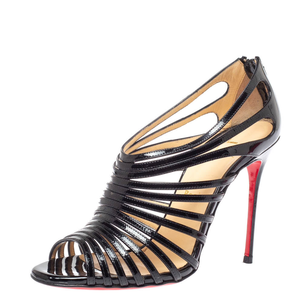 

Christian Louboutin Black Leather Mul Tibrida Strappy Sandals Size