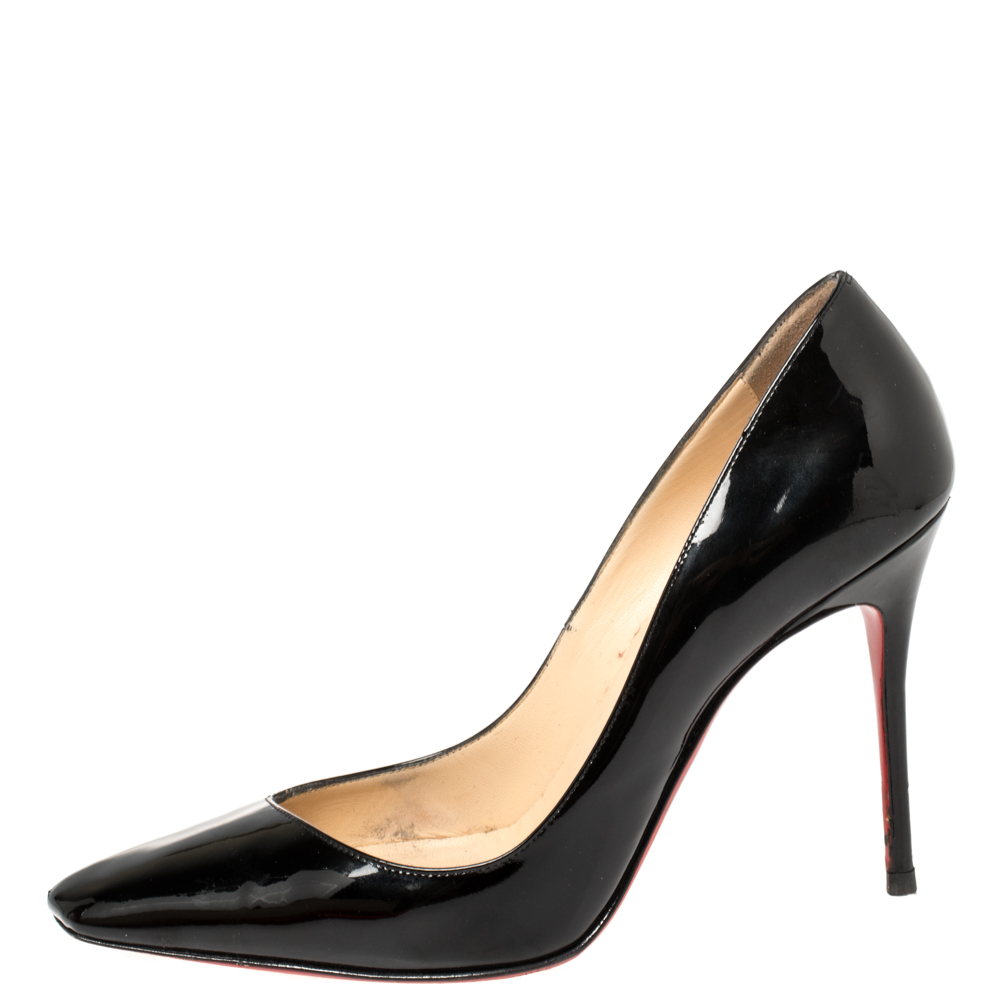 

Christian Louboutin Black Patent Particule Square Toe Pumps Size