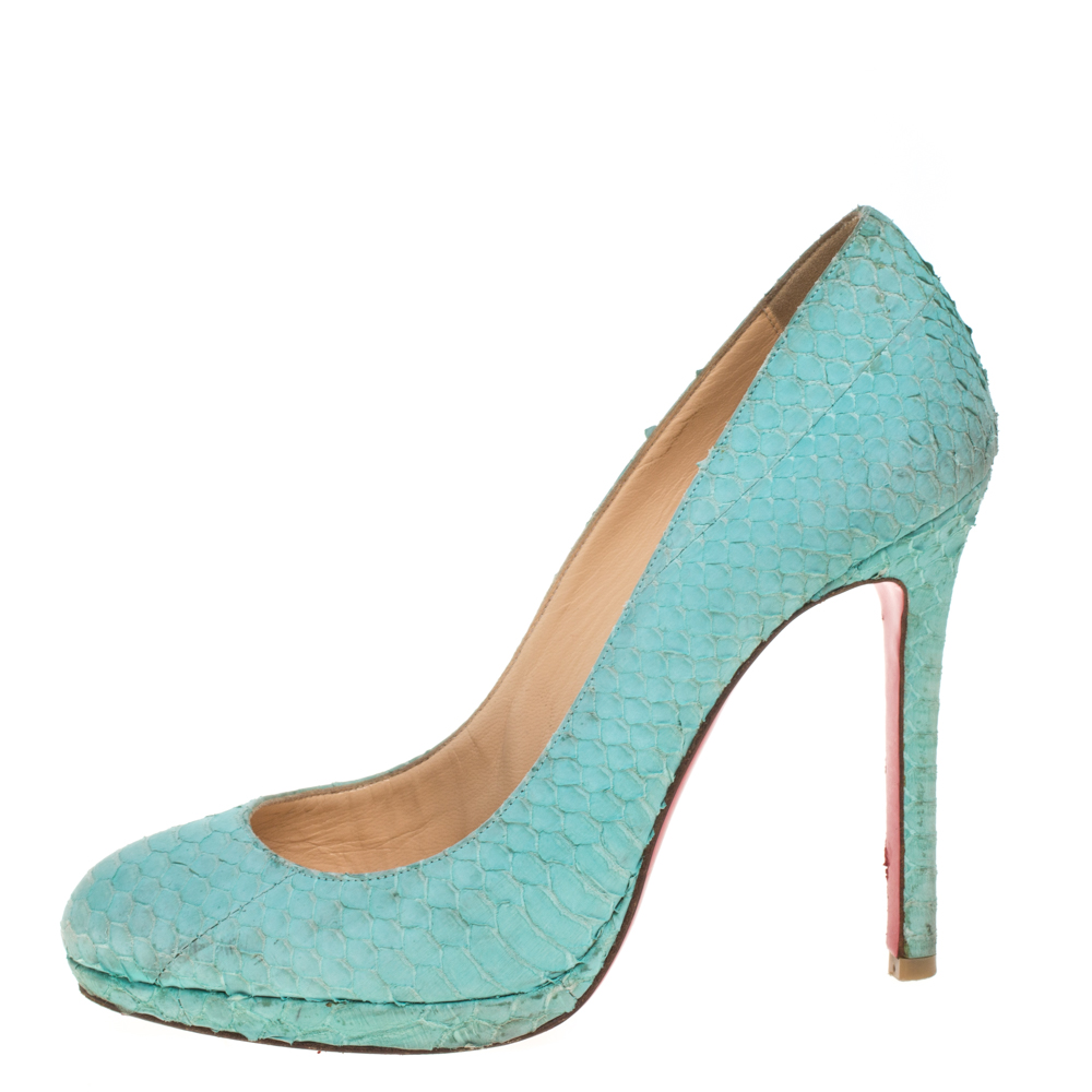 

Christian Louboutin Green Python Embossed Leather New Simple Pumps Size