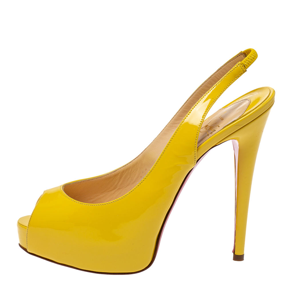 

Christian Louboutin Yellow Patent Leather Private Number Slingback Sandals Size