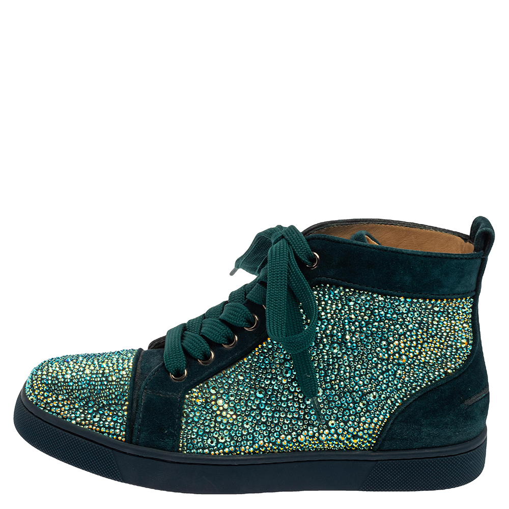 

Christian Louboutin Blue Suede Louis Strass High Top Sneakers Size