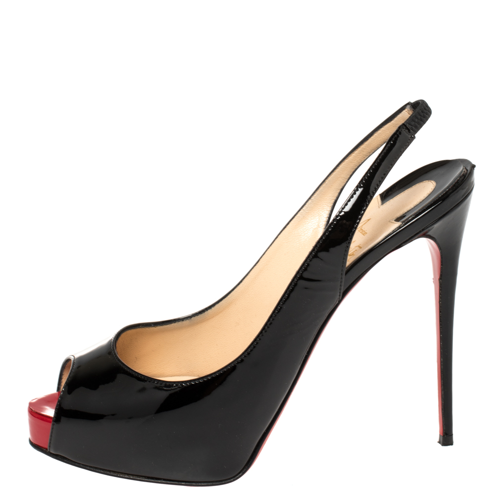

Christian Louboutin Black Patent Leather Private Number Sandals Size