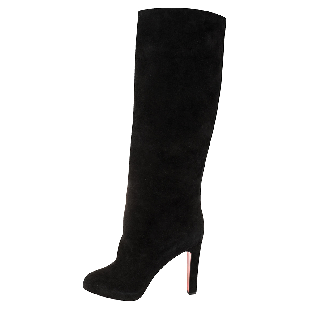 

Christian Louboutin Black Suede Dorfifa Knee Length Platform Boots Size