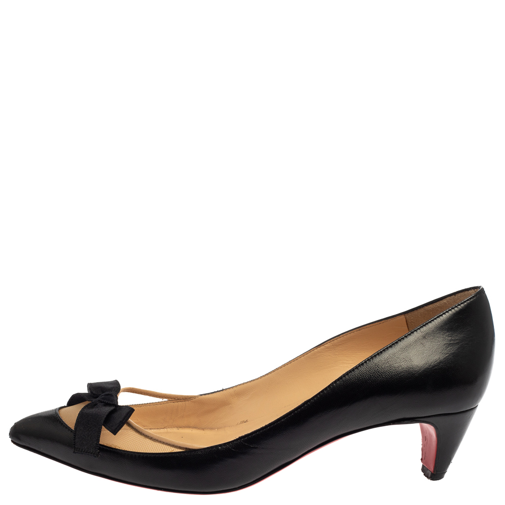 

Christian Louboutin Black Leather And Mesh Minima Pumps Size