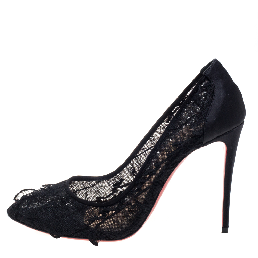 

Christian Louboutin Black Satin And Lace Eloise Pumps Size