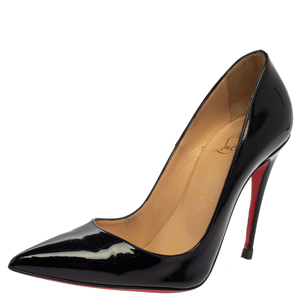 Pre-owned Christian Louboutin Black Patent Leather So Kate Pumps Size 38