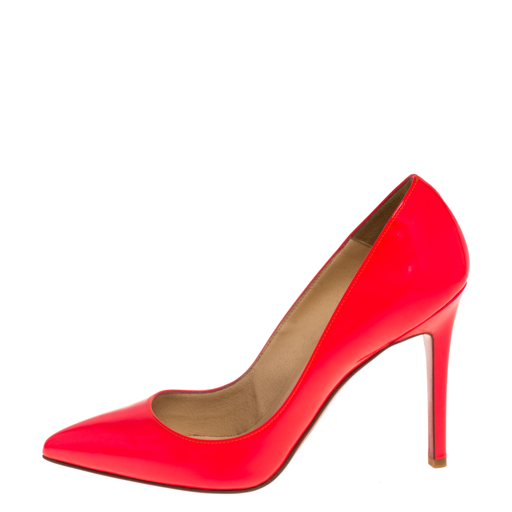 

Christian Louboutin Neon Pink Leather Pigalle Pointed Toe Pumps Size