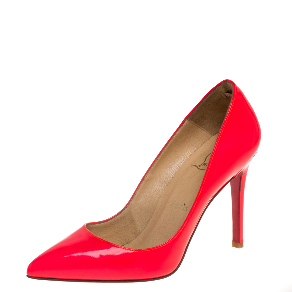 Pre-owned Christian Louboutin Neon Pink Leather Pigalle Pointed Toe Pumps Size 36.5