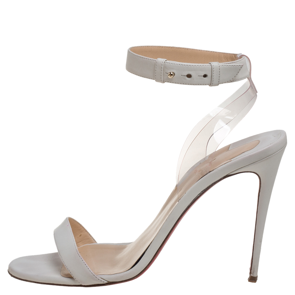 

Christian Louboutin Off White Leather And PVC Jonatina Sandals Size