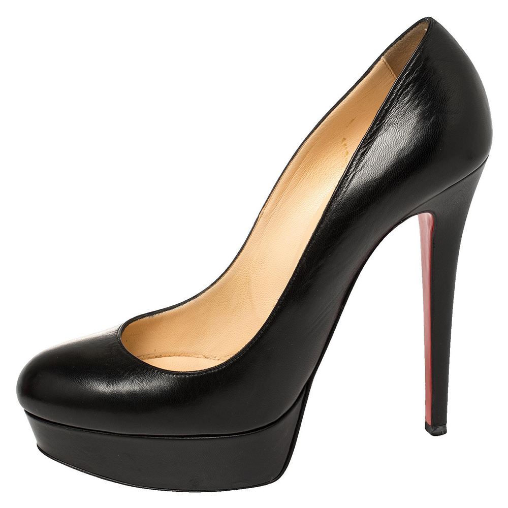 

Christian Louboutin Black Leather Bianca Platform Pumps Size