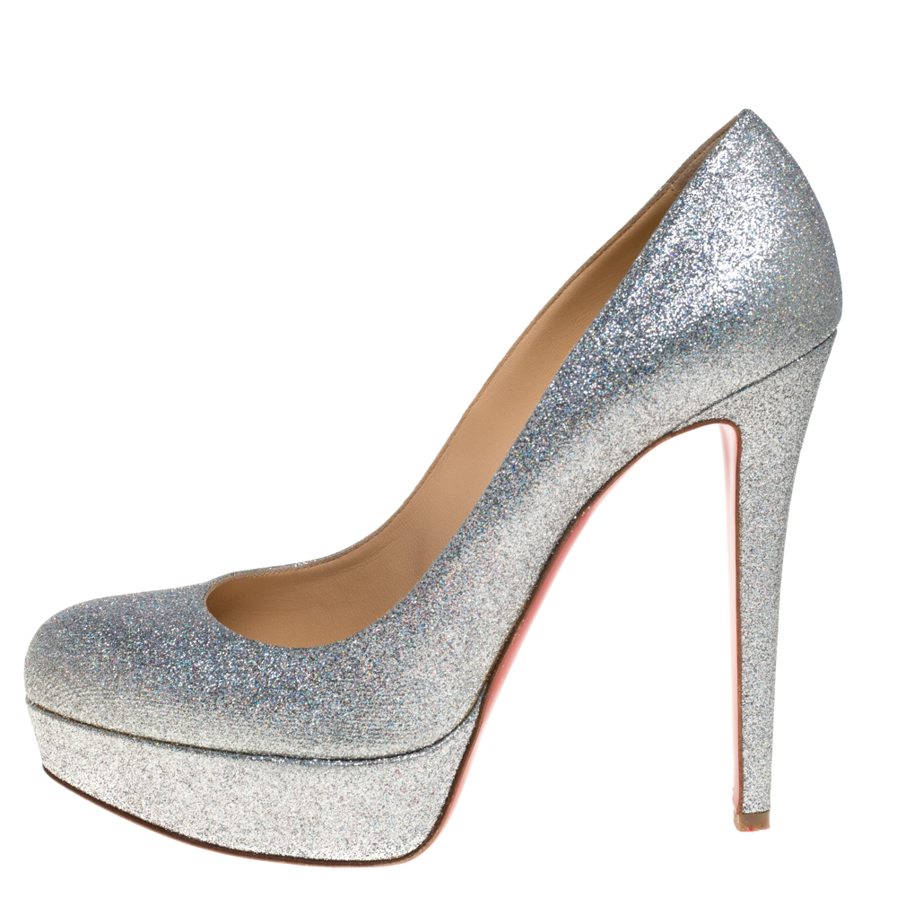 

Christian Louboutin Silver Glitter Bianca Pumps Size