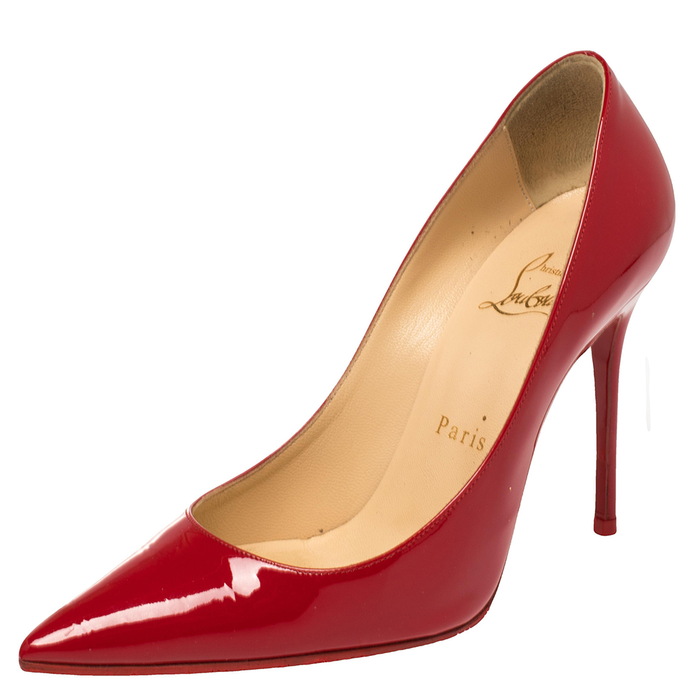 Pre-owned Christian Louboutin Red Patent Leather So Kate Pointed Toe Pumps Size 36