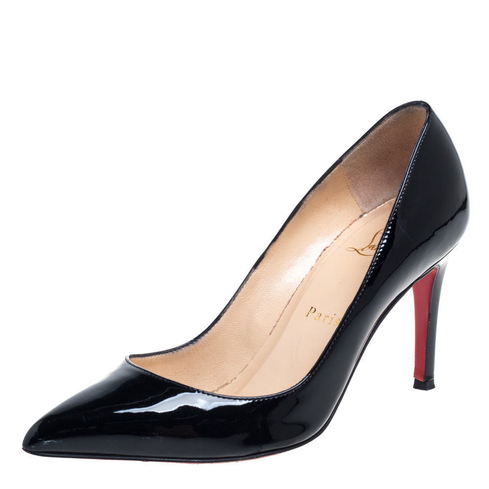 Pre-owned Christian Louboutin Black Patent Leather Pigalle Pumps Size 36